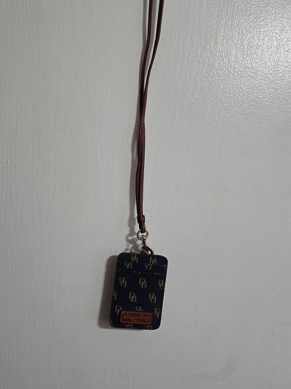 Dooney & Bourke Navy and Brown Logo Card Holder Lanyard - Picture 3 of 4